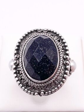 Size 5 Sarda Blue sunstone 925 Sterling Silver Ring